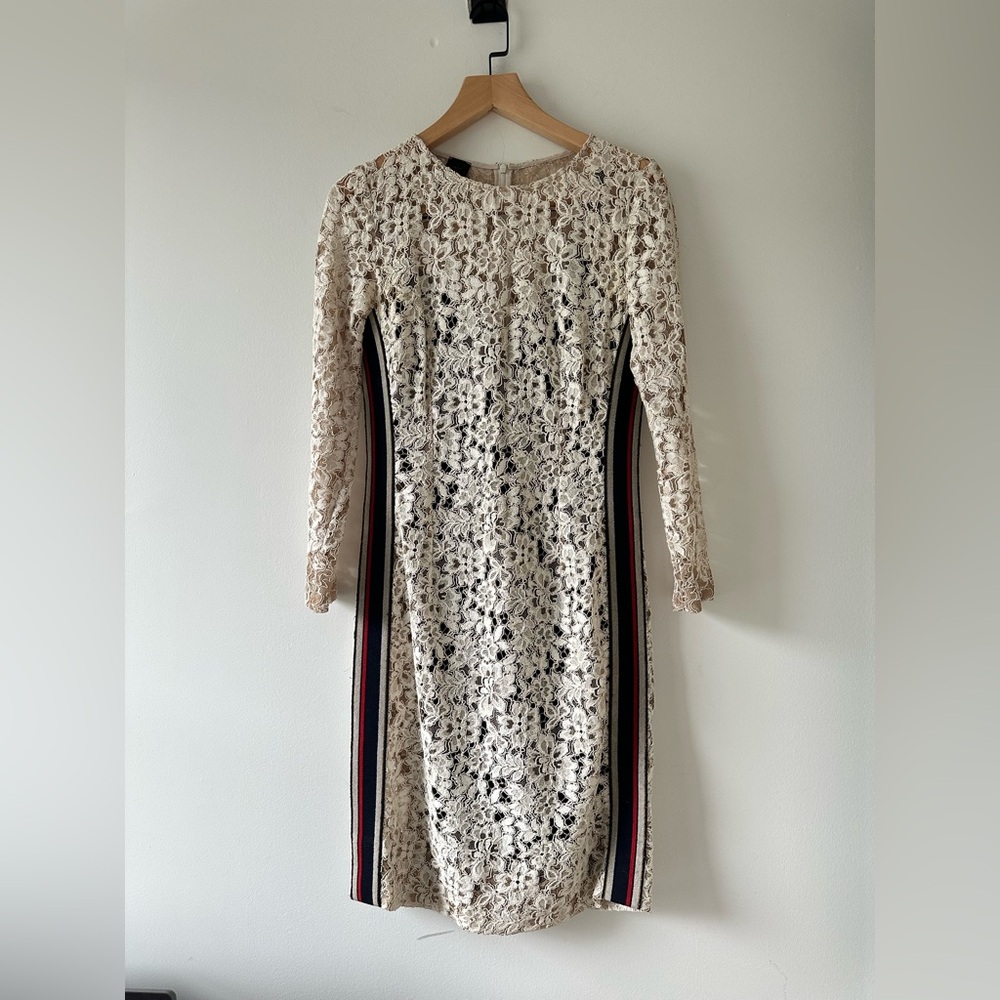 Pinko Cream Lace Long Sleeve Dress